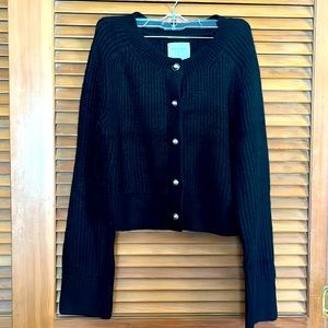 Abercrombie & Fitch Black Crew Pearl Button Cardigan Size Small